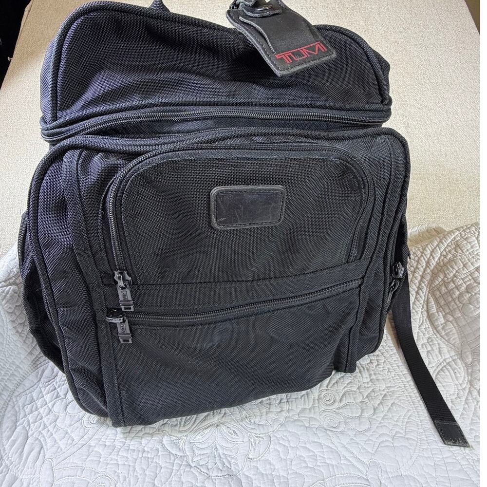 TUMI Alpha Black Ballistic Nylon Travel Laptop Utility Backpack Carryall Pack